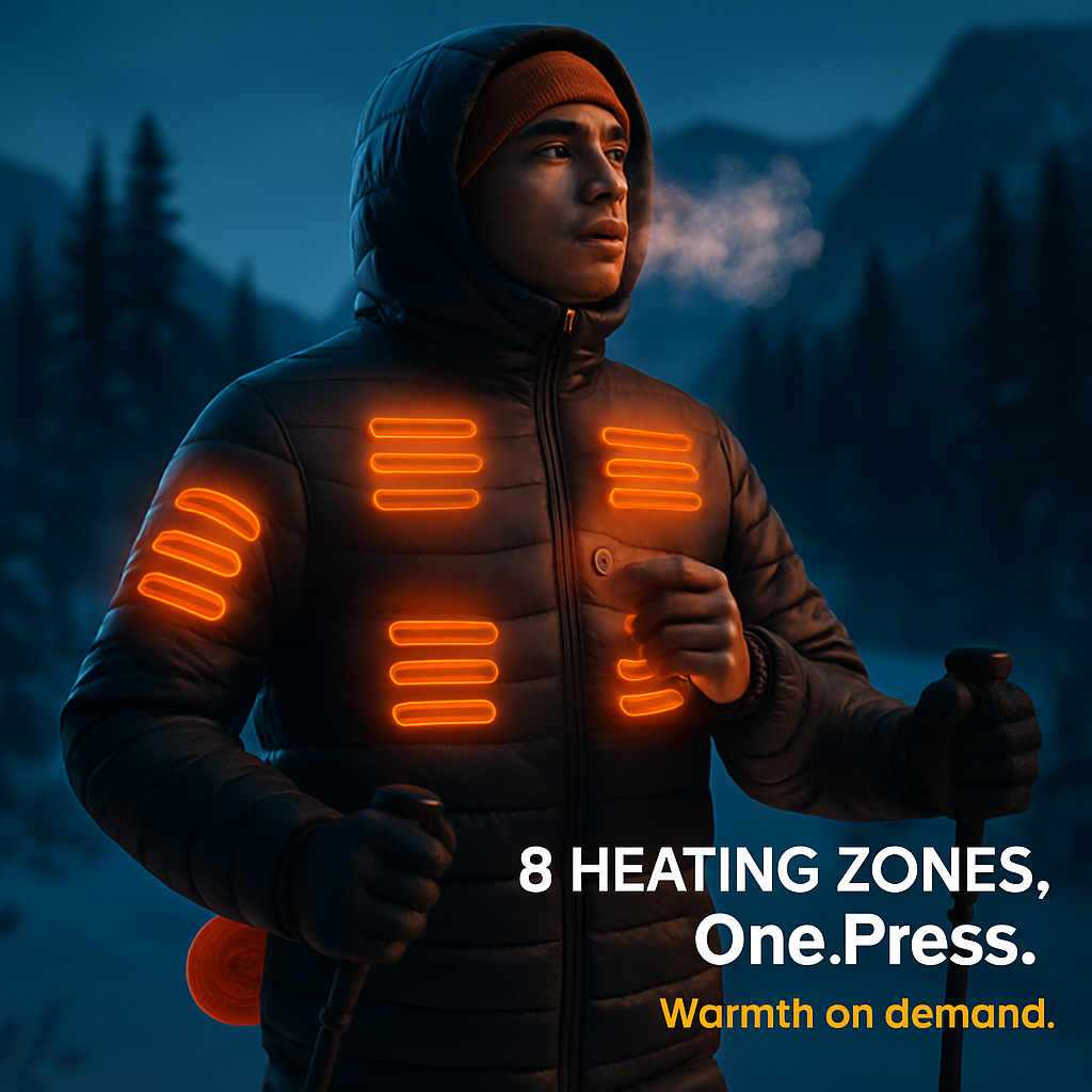 Heated Jacket - Lightweight Hooded Coat for Winter Warmth