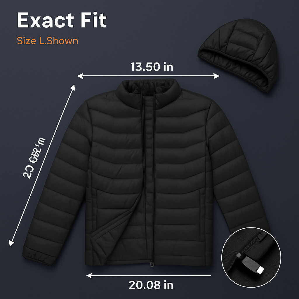 Heated Jacket - Lightweight Hooded Coat for Winter Warmth
