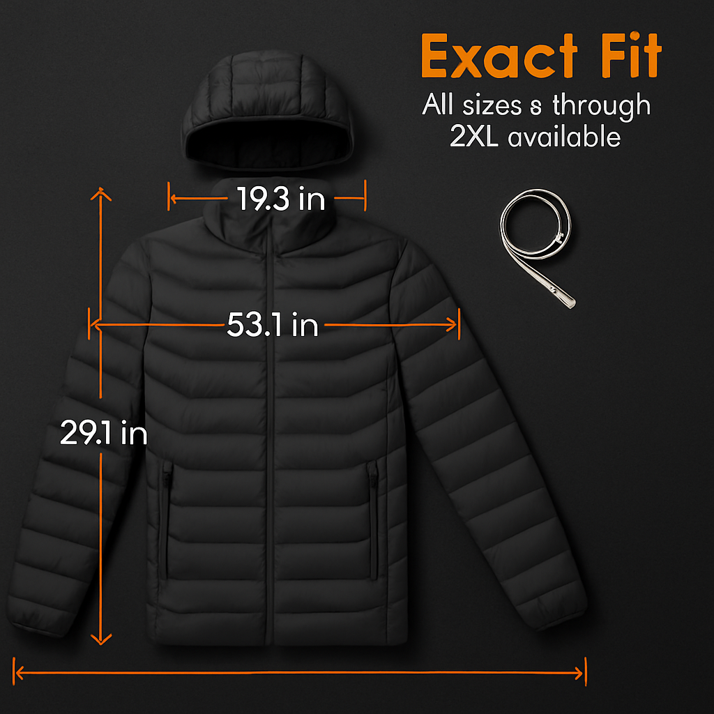 Heated Jacket - Lightweight Hooded Coat for Winter Warmth