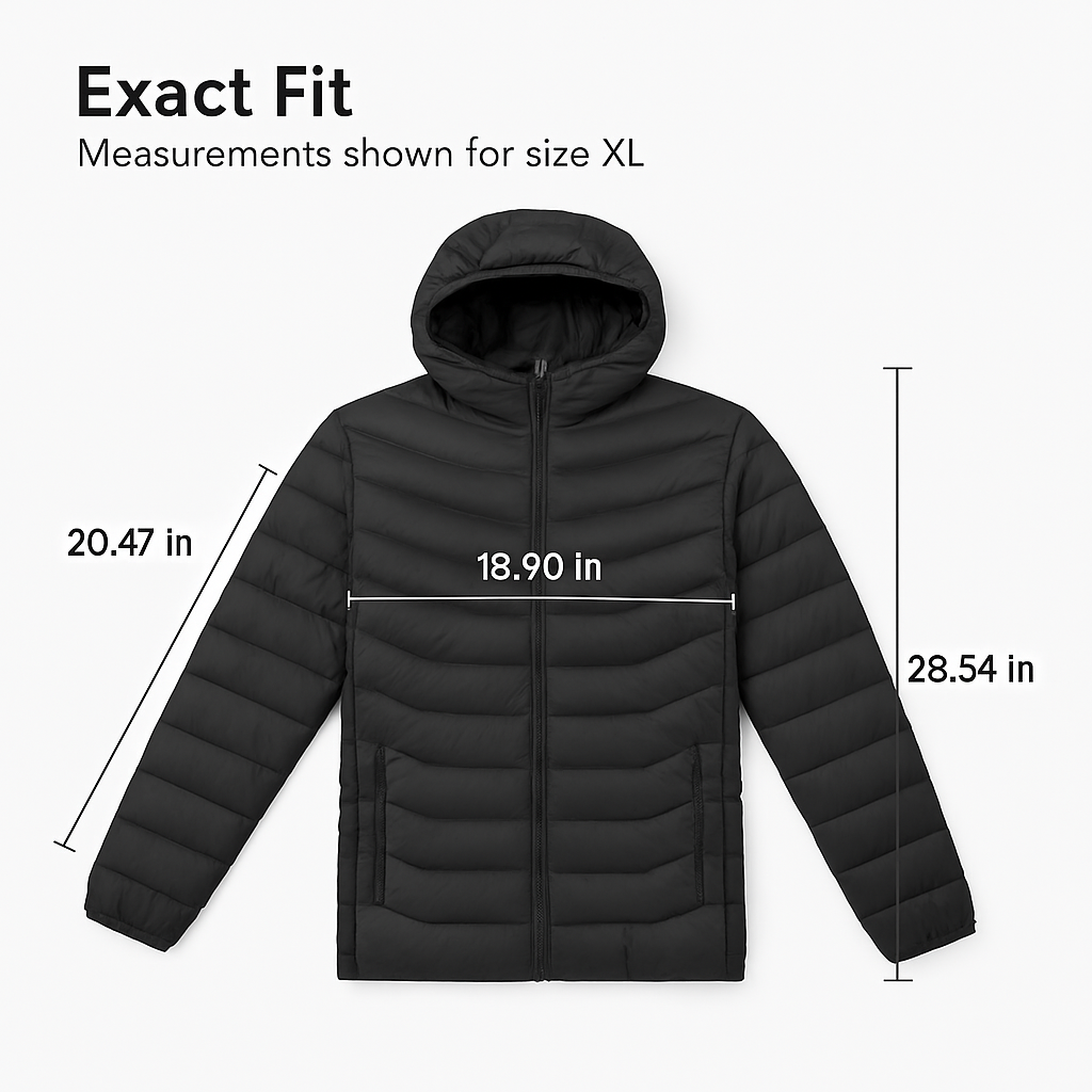 Heated Jacket - Lightweight Hooded Coat for Winter Warmth