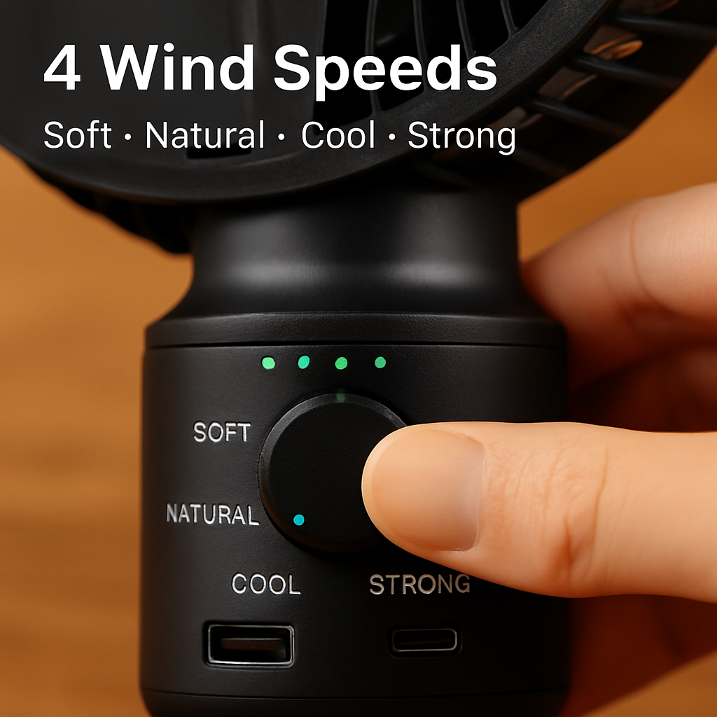 Foldable Camping Fan with Oscillating Tripod and USB Power