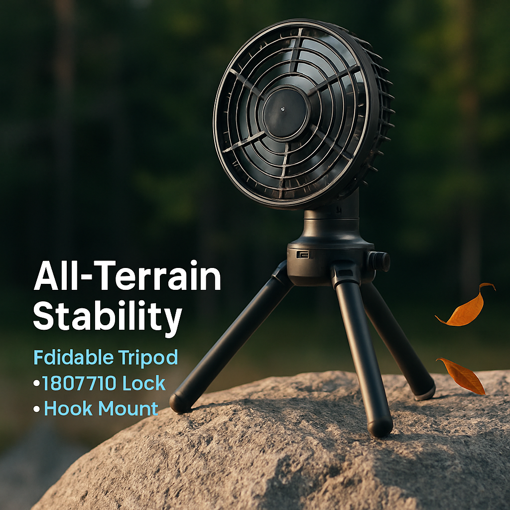 Foldable Camping Fan with Oscillating Tripod and USB Power