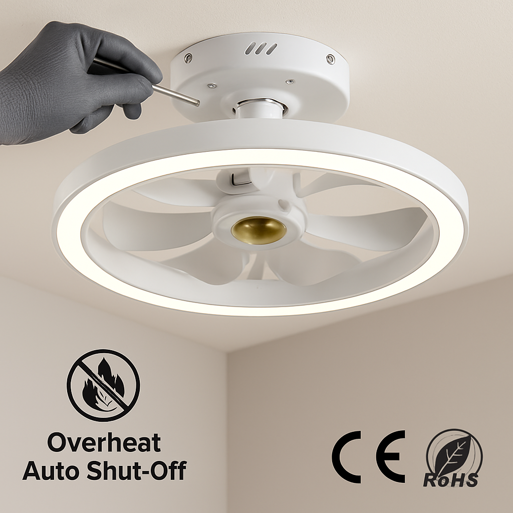 Ceiling Fan with LED Light, 6-Speed, Remote Control