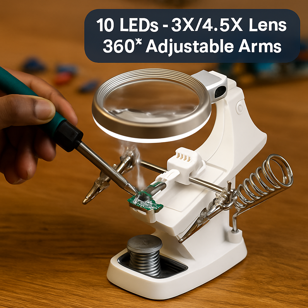 Magnifying Glass with LED Illumination and Flexible Stand