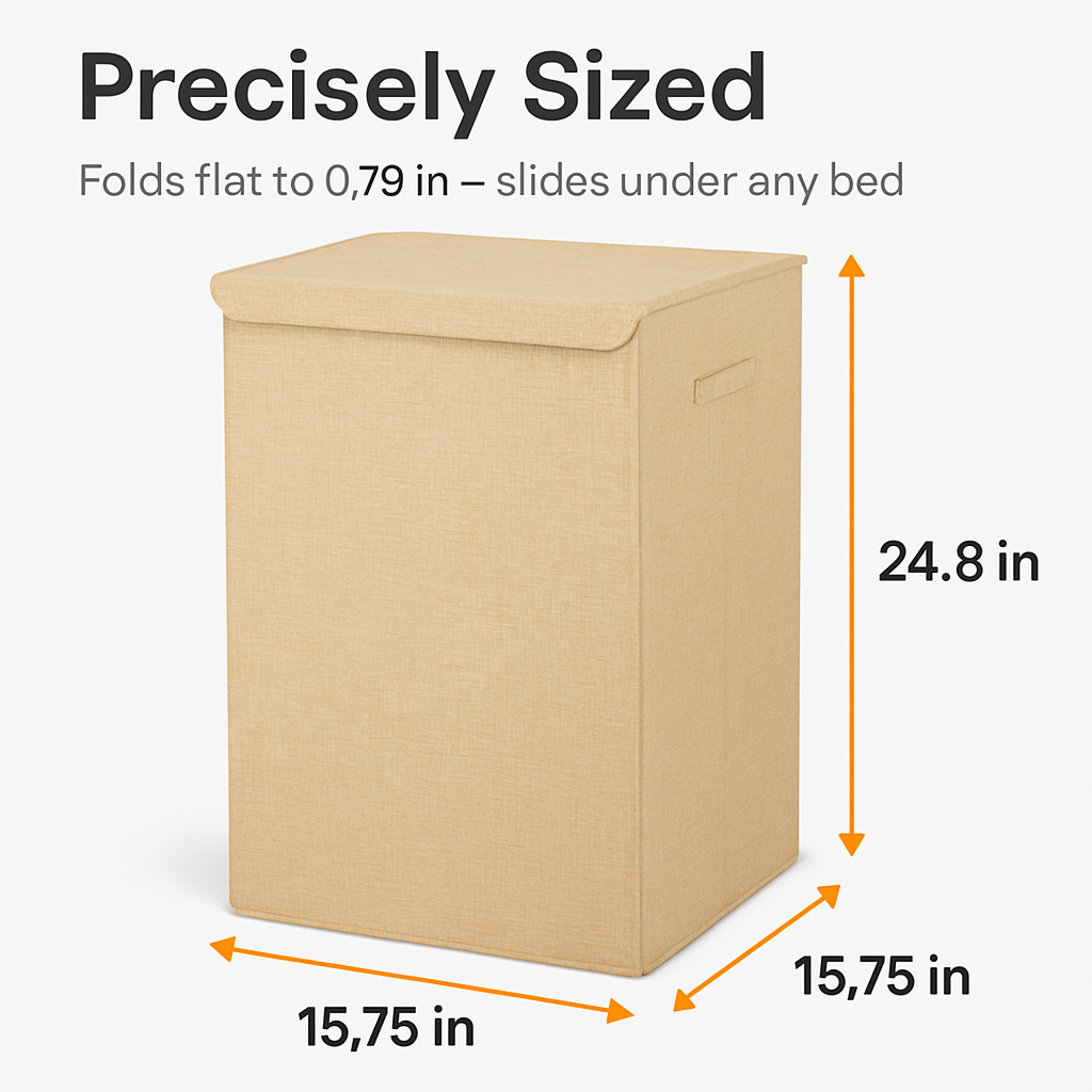 Foldable Laundry Hampers with Lid, Handles & Storage
