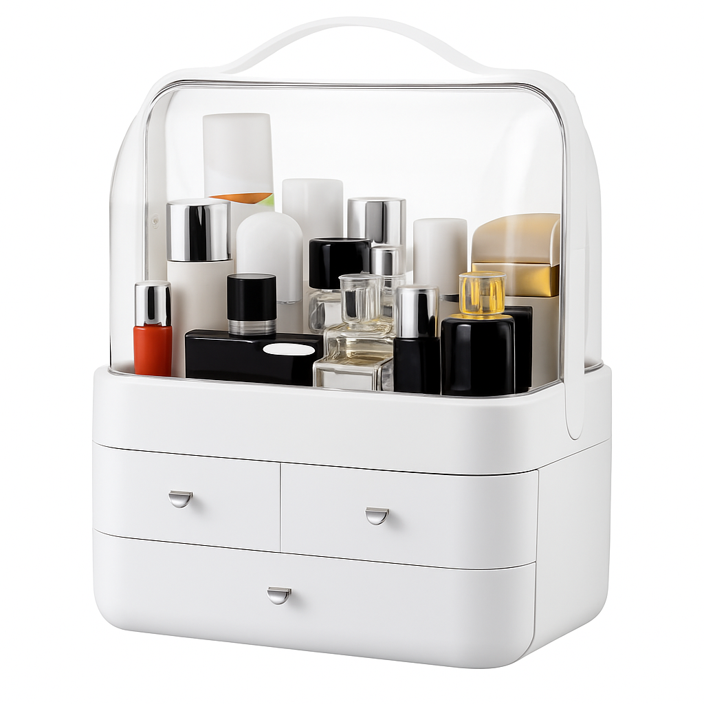 3-Tier Makeup Organizer with Drawers and Lid