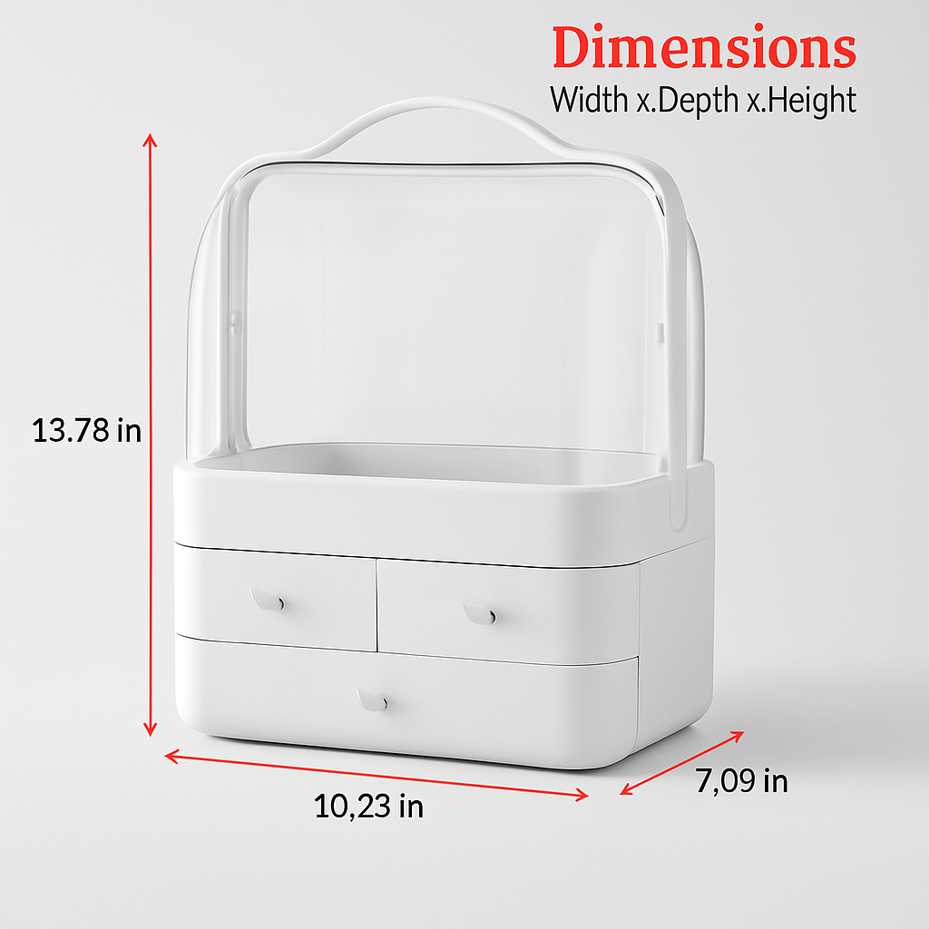 3-Tier Makeup Organizer with Drawers and Lid