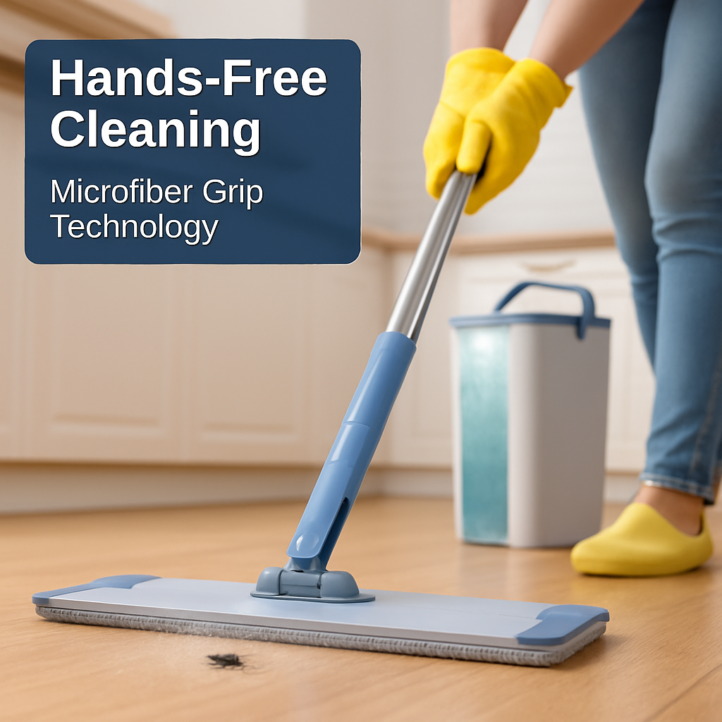 Mop Bucket with Wringer Set for Flat Floors - 3 Pads