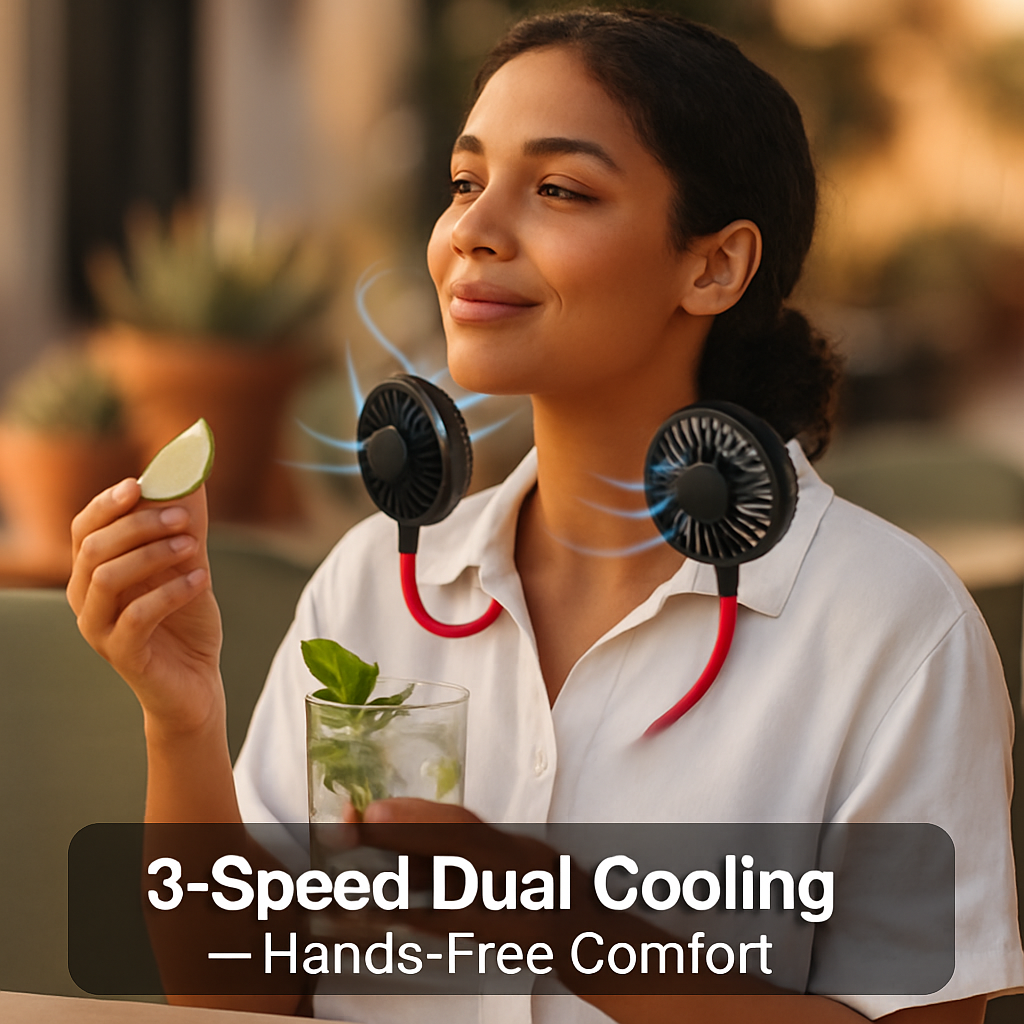 Neck Hanging Fan with Aromatherapy USB Rechargeable