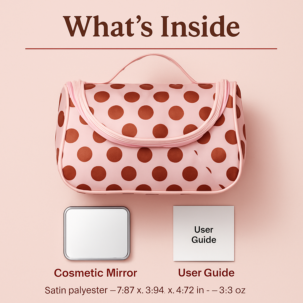 Travel Makeup Bag with Mirror - Compact Organizer