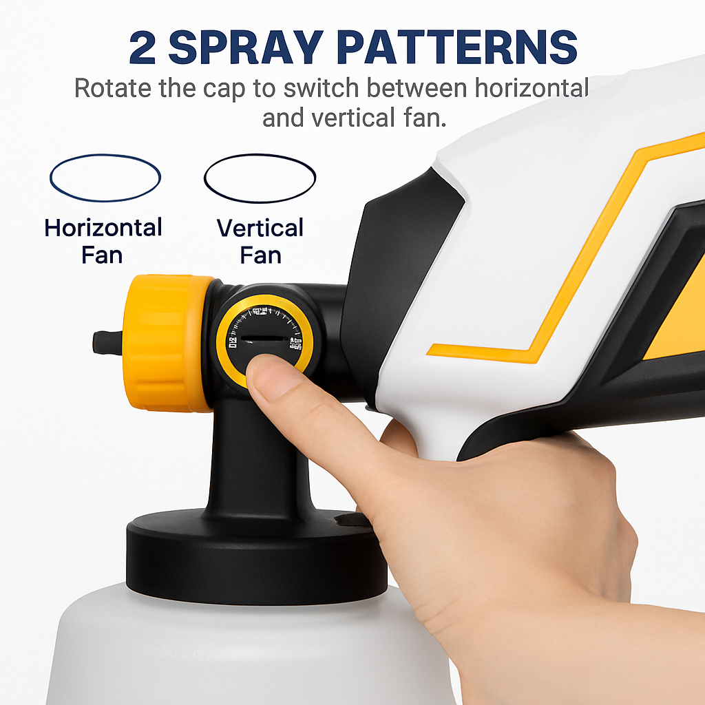 Paint Sprayer with Adjustable Flow and Spray Patterns