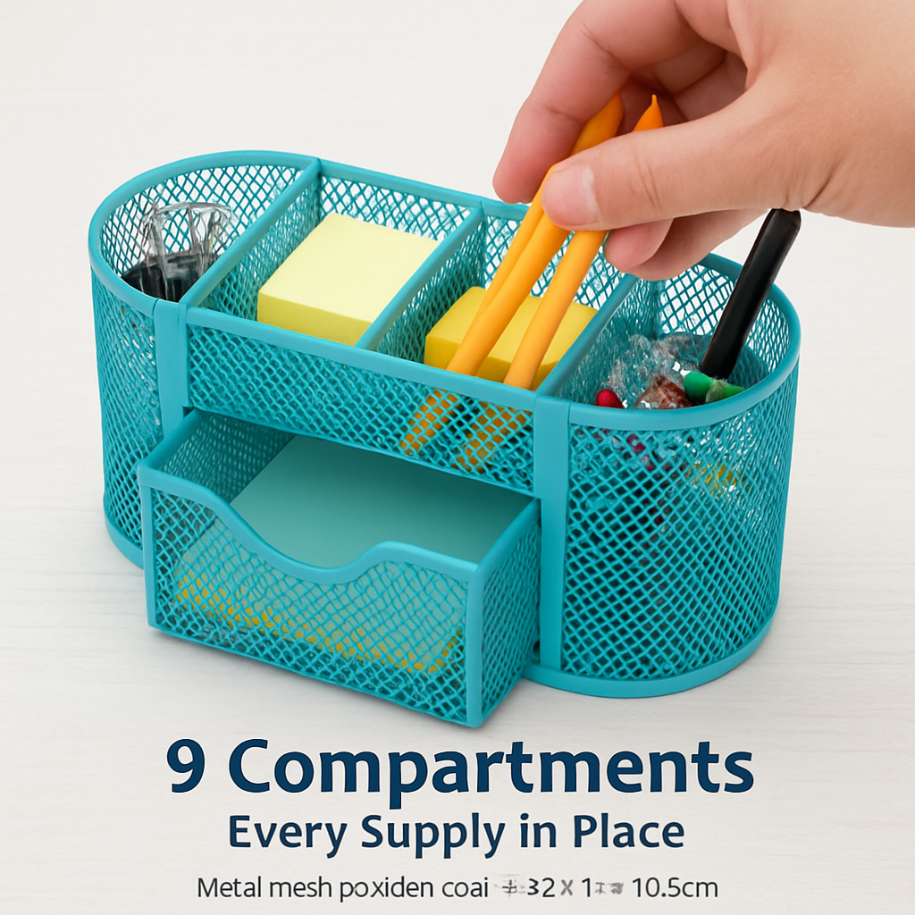 Metal Mesh Pencil Holder Desk Organizer for Home Office