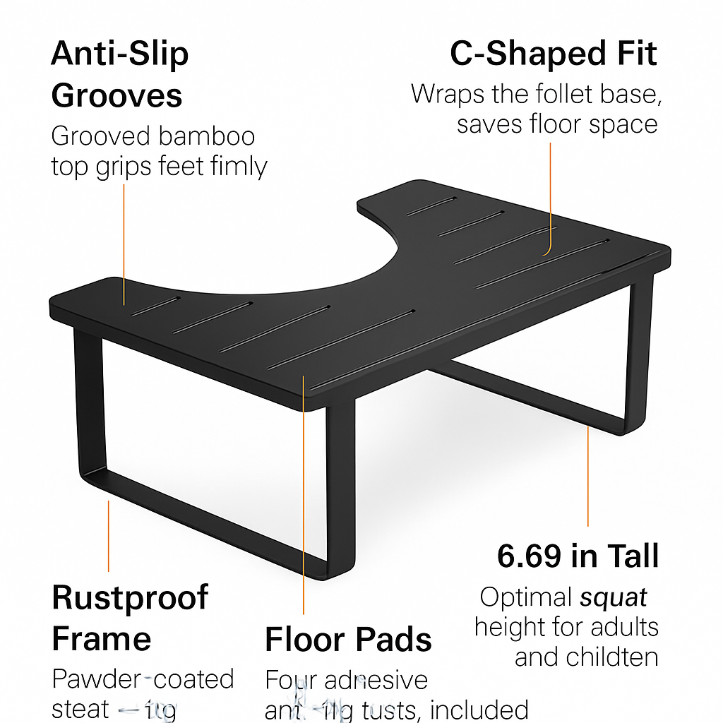 Wooden Metal Potty Stool for Adults and Children