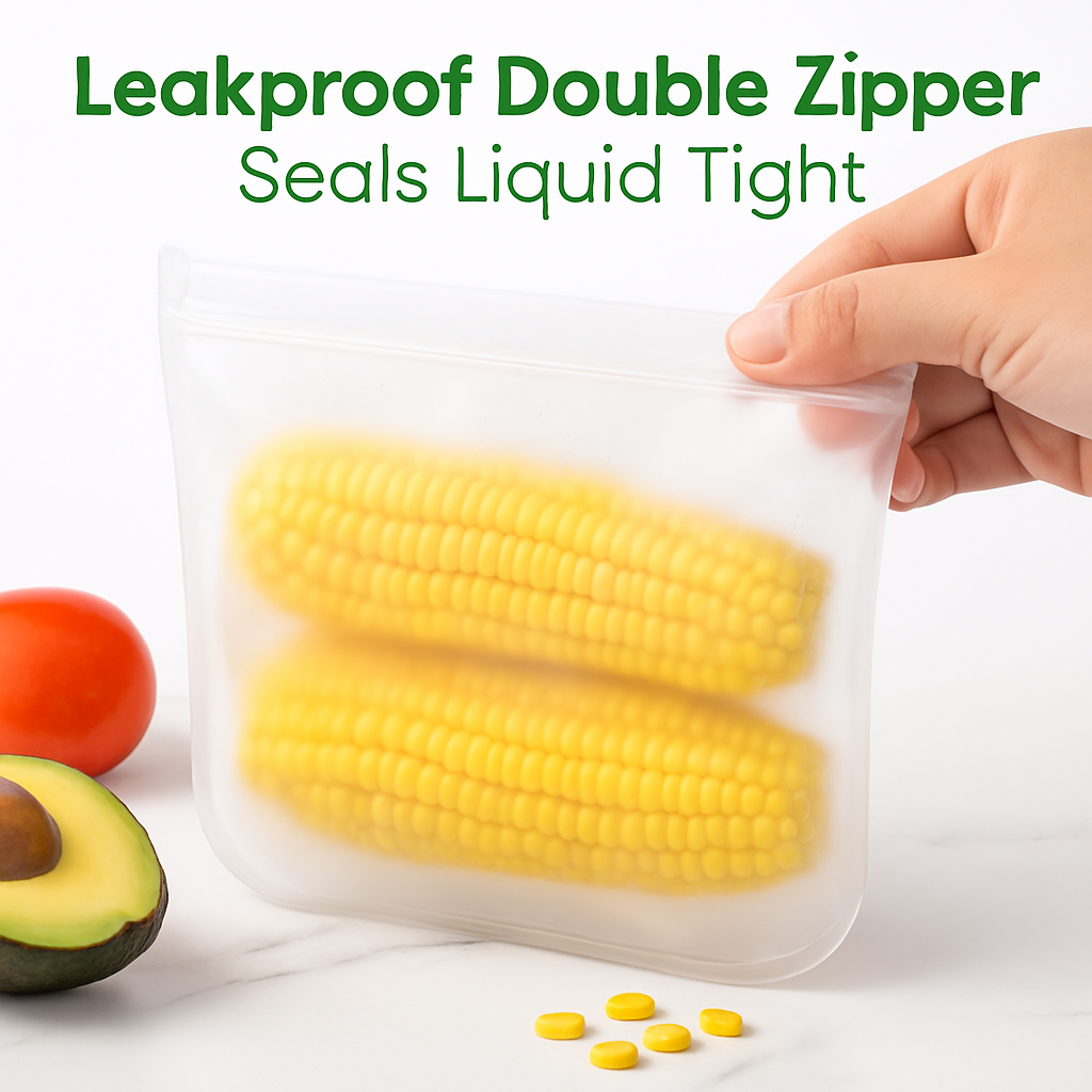 Reusable Food Storage Bags 20pc Set, Leakproof