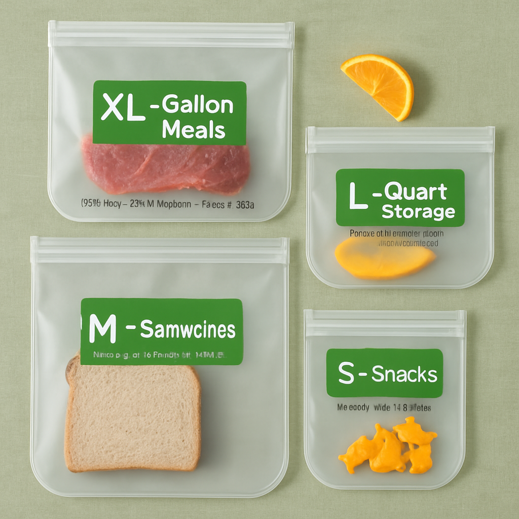 Reusable Food Storage Bags 20pc Set, Leakproof