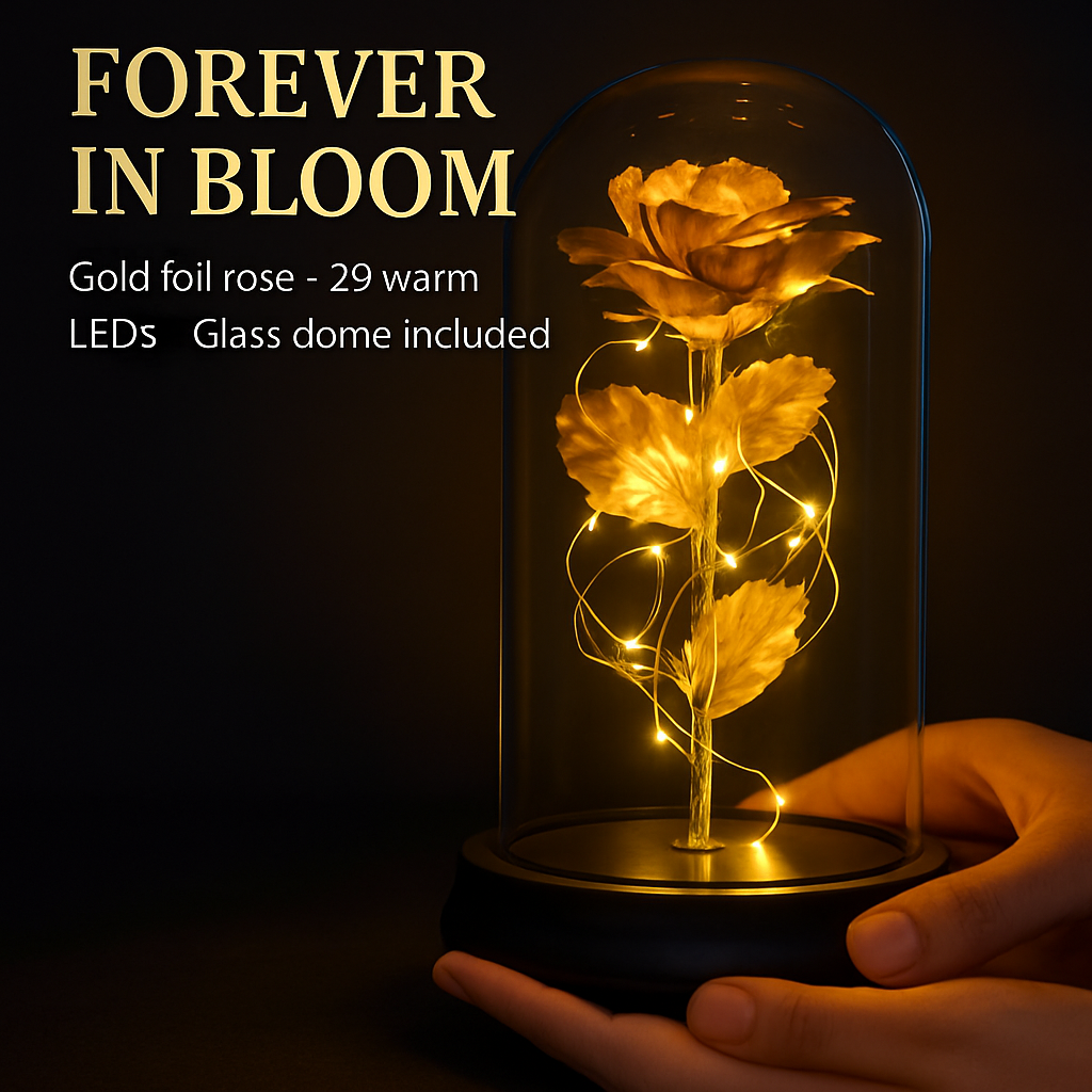Foil Rose LED String Light Fairy Lamp with Glass Dome