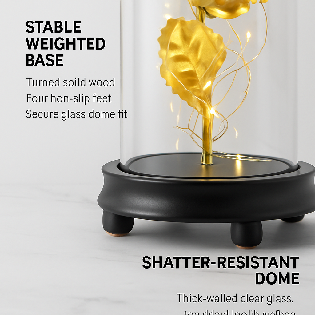 Foil Rose LED String Light Fairy Lamp with Glass Dome
