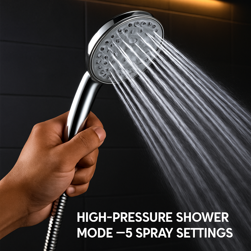 Handheld Shower Head with 5 Adjustable Spray Modes
