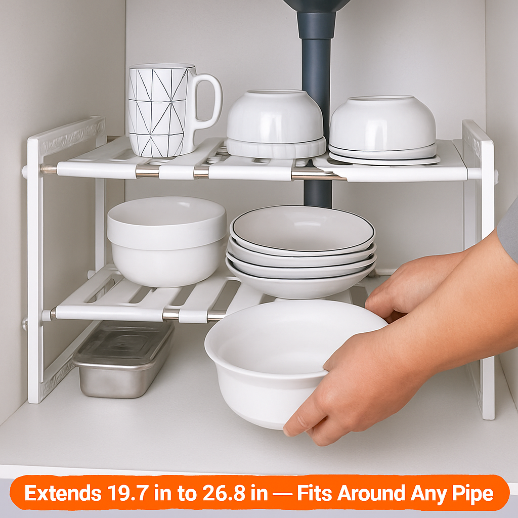 2-Tier Under Sink Organizer with Extendable Shelves