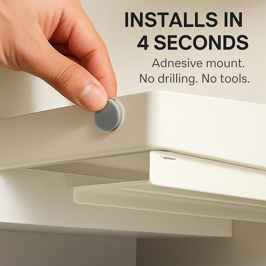 Pull Out Cabinet Organizer: Stick-On Drawer, Carbon Steel