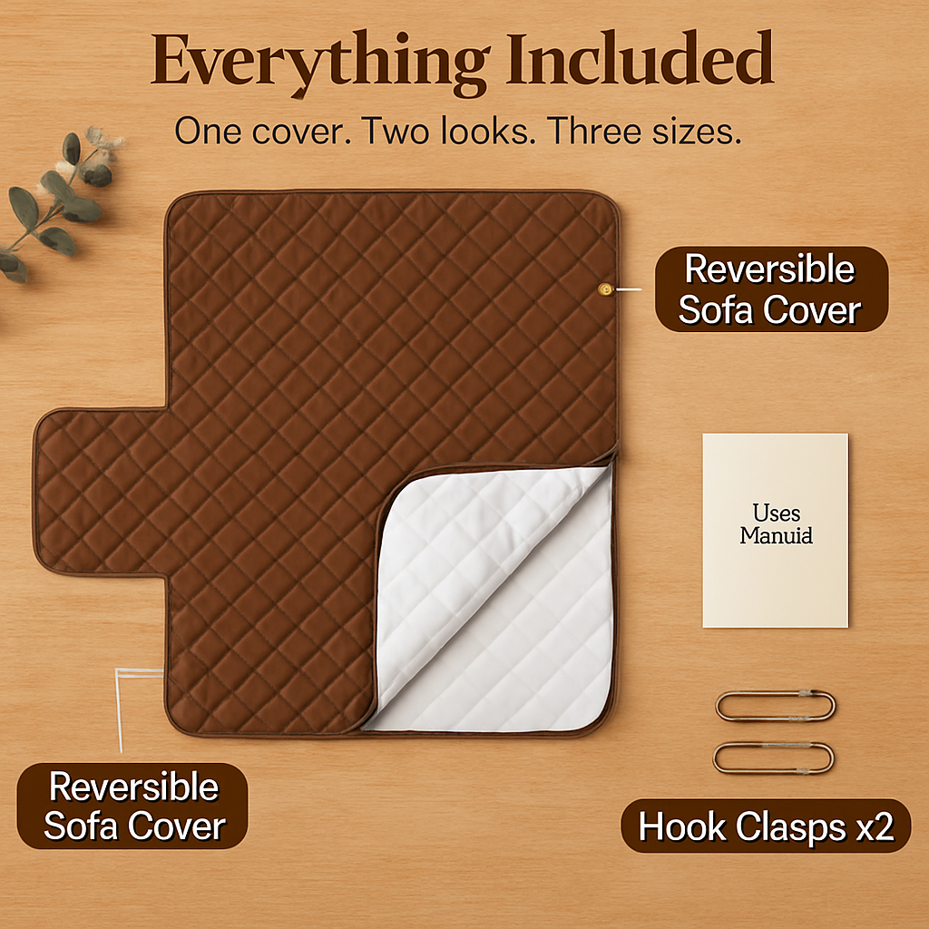 Reversible Sofa Cover for Chair, Loveseat, Sofa