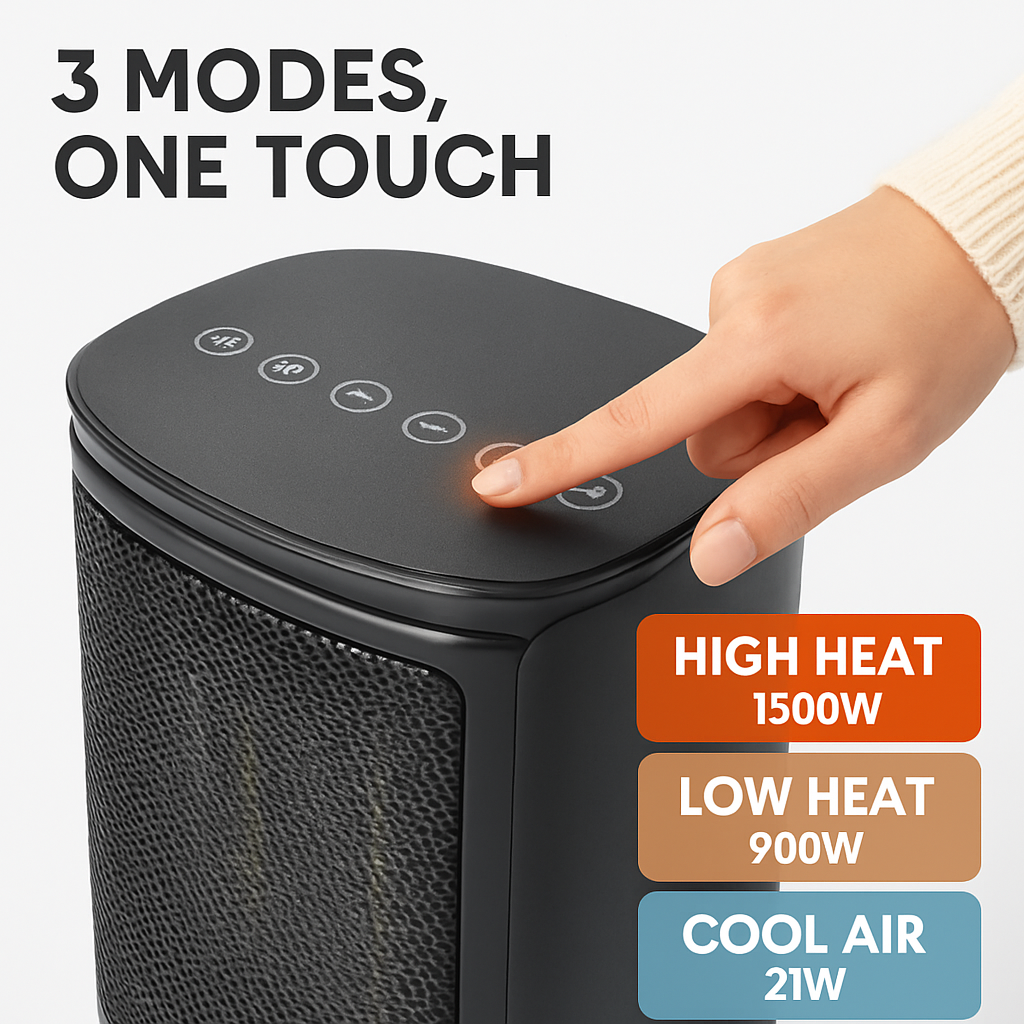 Ceramic Space Heater with 90° Oscillation and 3 Modes