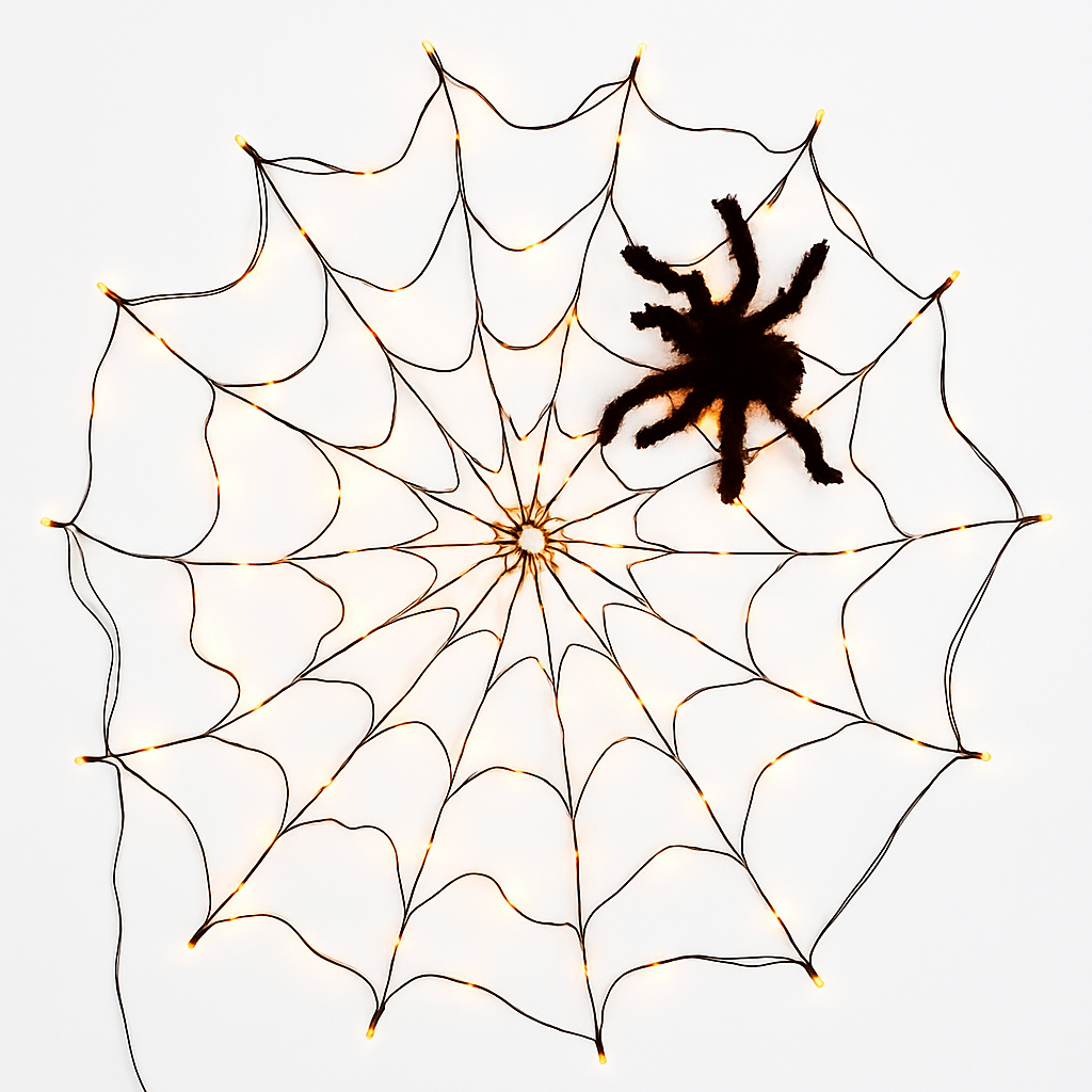 Spider Web Light with Hairy Spider - 3.28ft Decor