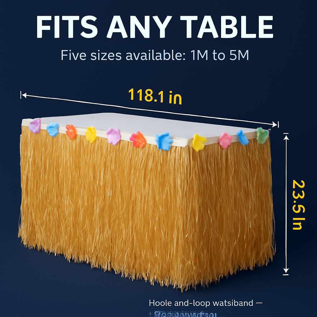 Grass Table Skirt - Tropical Luau Decor for Tables