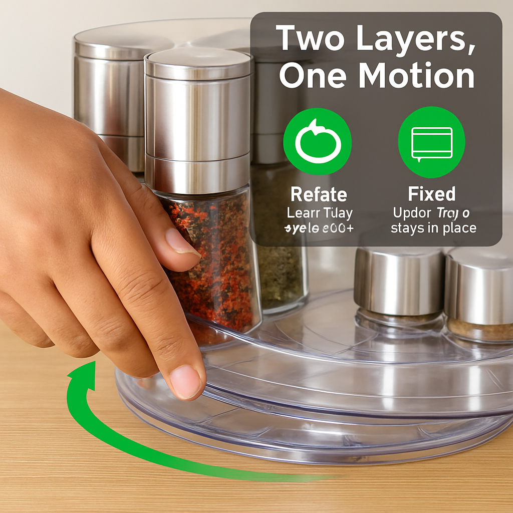2-Tier Turntable Organizer for Refrigerator & Countertop