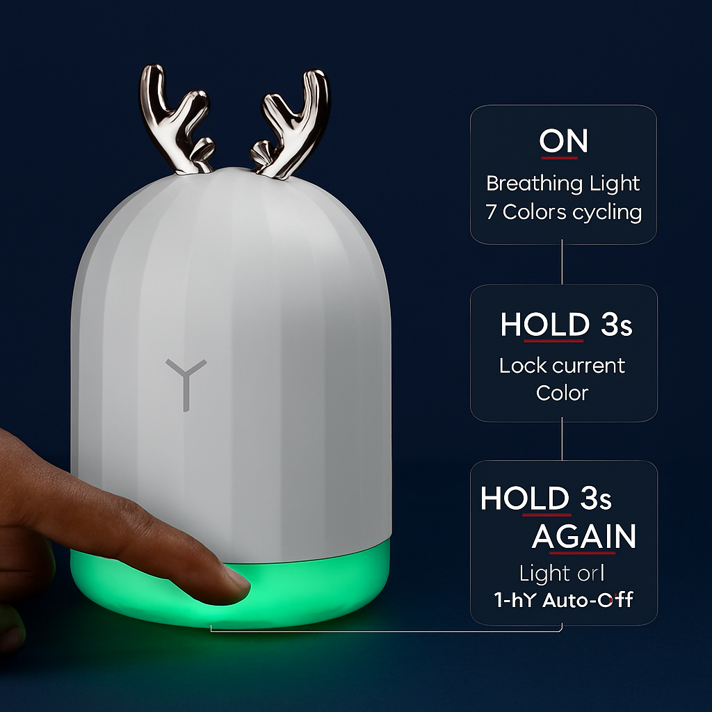 Ultrasonic Air Humidifier with 7-Color Breathing Lights