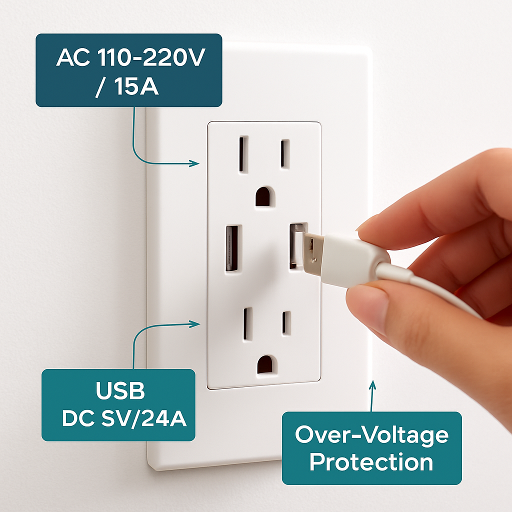 Dual USB Wall Outlet Charger for Home Use