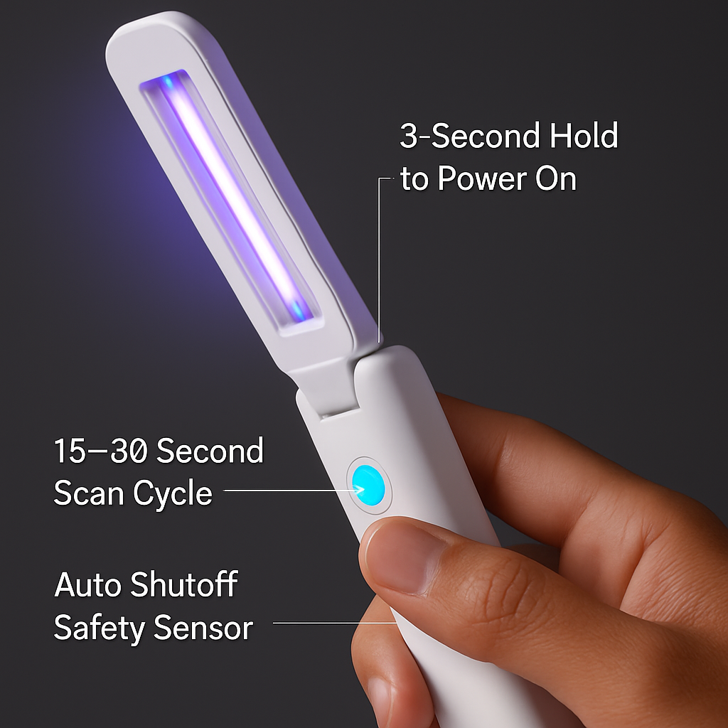 Foldable UV Sanitizer Wand for Surfaces in Home