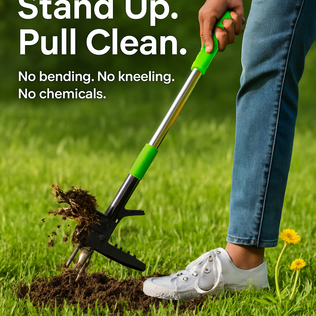Aluminum Stand-Up Weed Puller with 4 Claws for Lawn