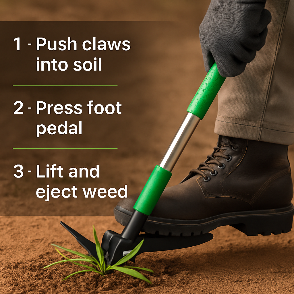 Aluminum Stand-Up Weed Puller with 4 Claws for Lawn