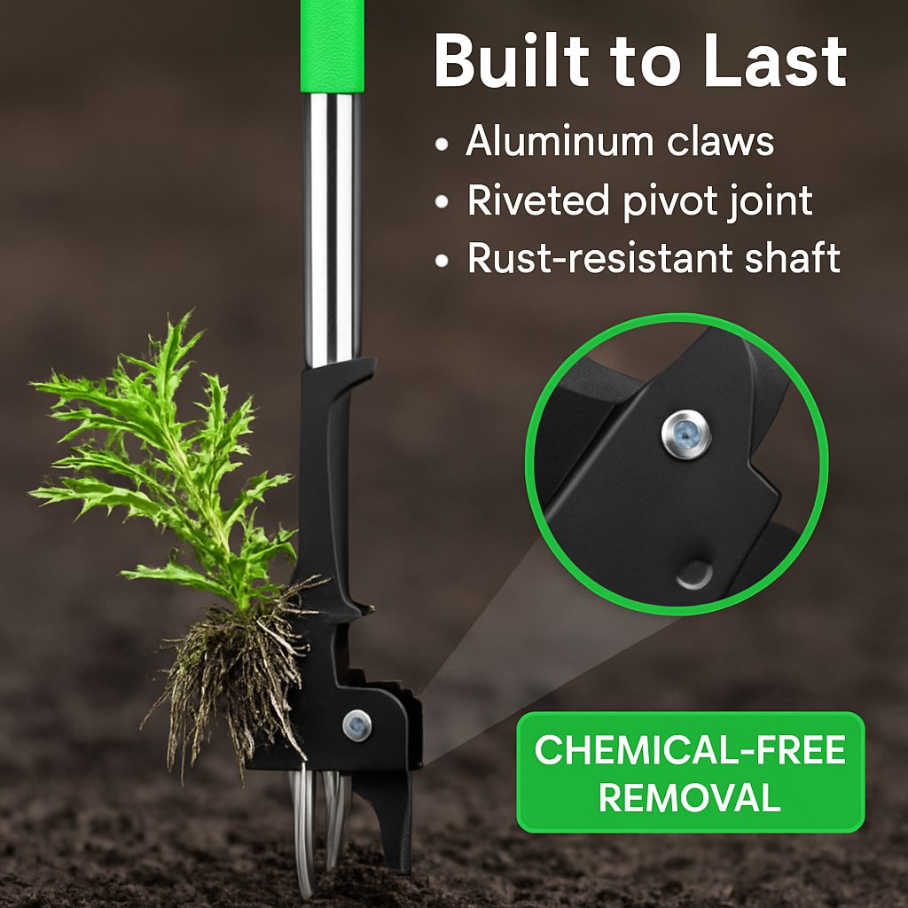 Aluminum Stand-Up Weed Puller with 4 Claws for Lawn