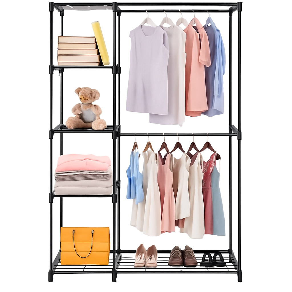 Metal Closet Deluxe Double Rod Freestanding Organizer