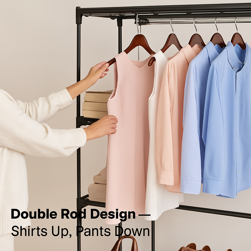 Metal Closet Deluxe Double Rod Freestanding Organizer