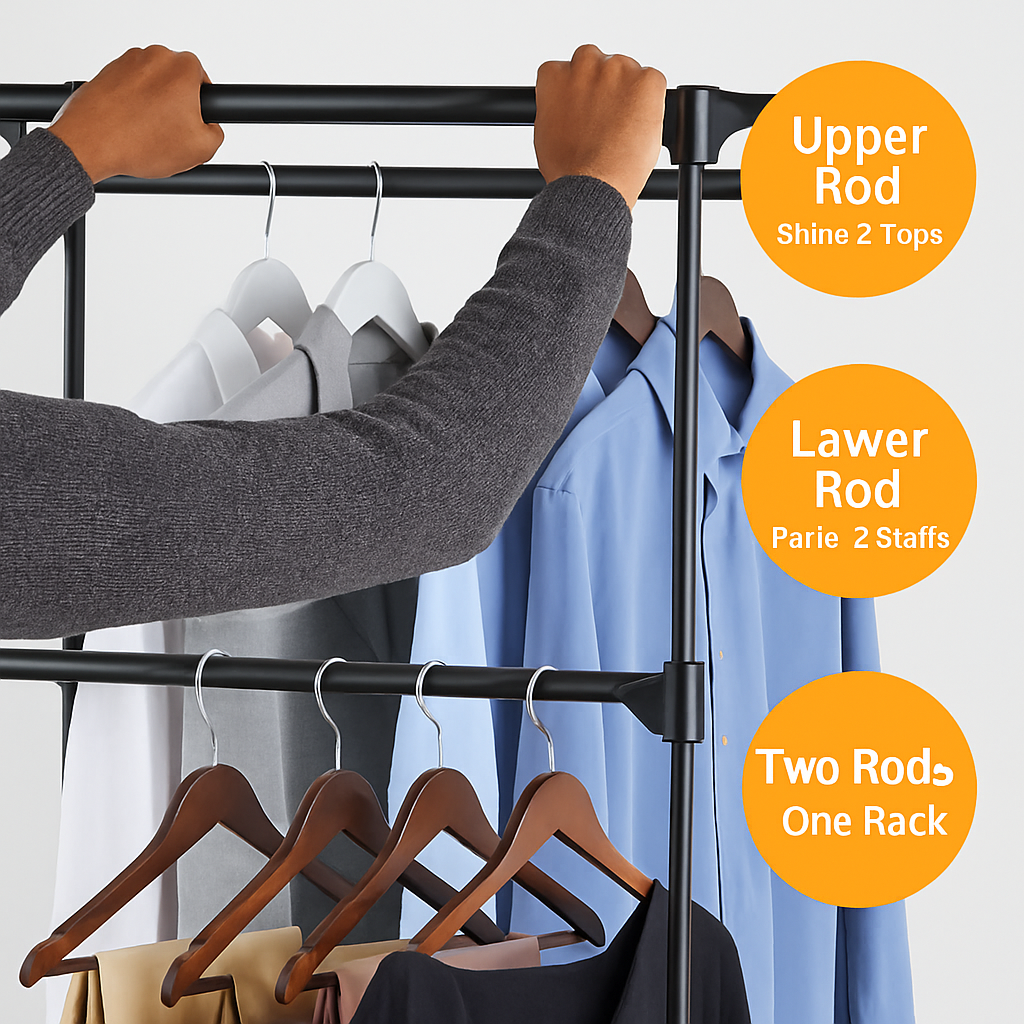 Metal Closet Deluxe Double Rod Freestanding Organizer
