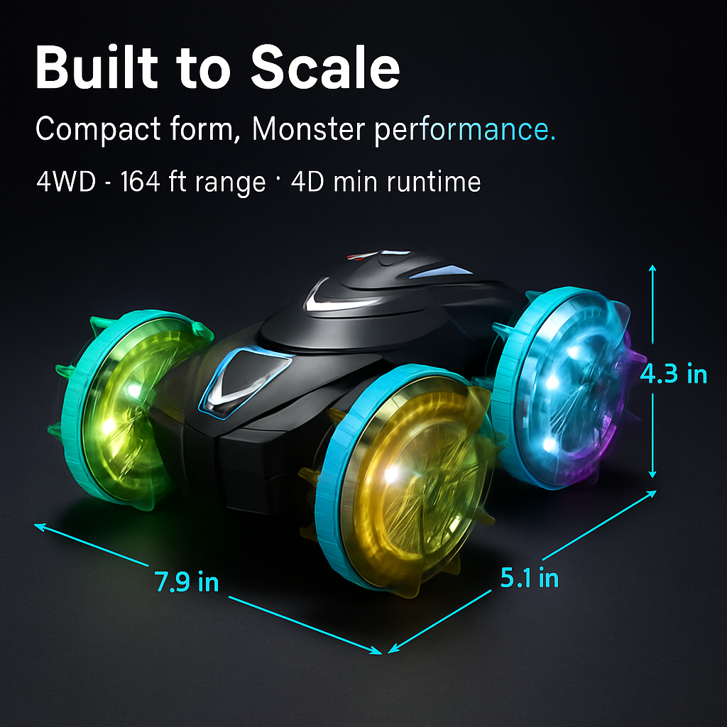 Amphibious RC Car with Stunts and Light Effects