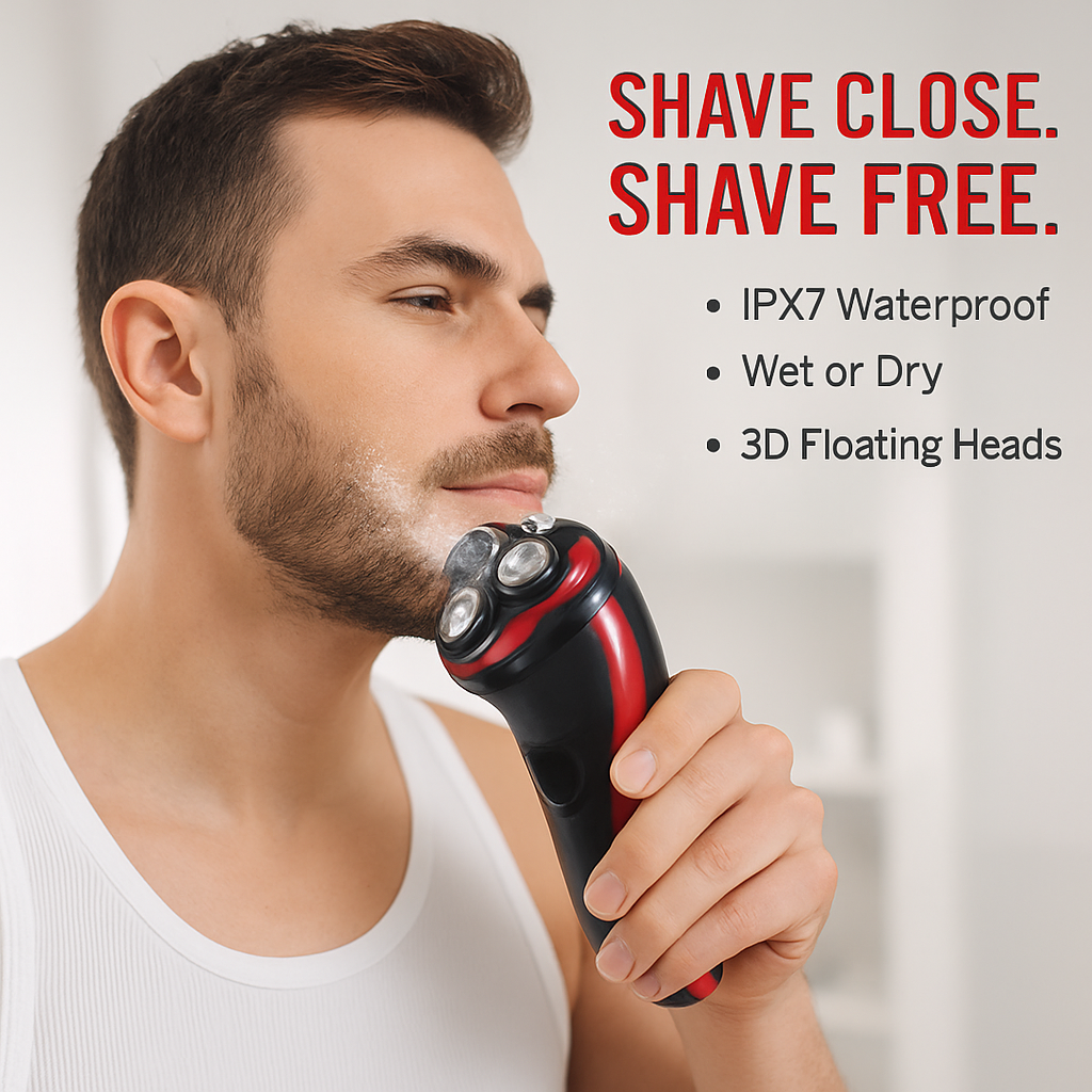 Electric Shaver with 3D Floating Heads and Pop-Up Trimmer