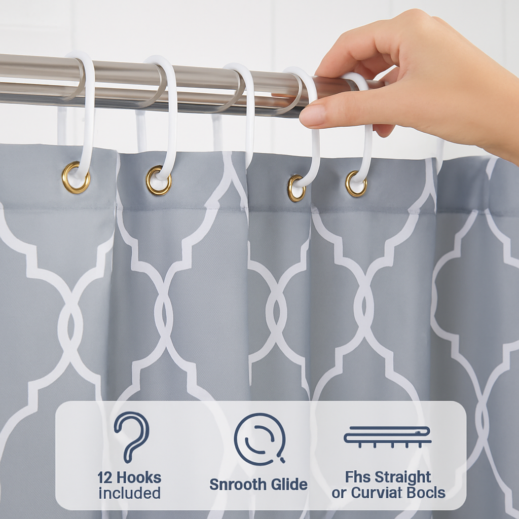 Shower Curtain - Waterproof Polyester Bath Curtain