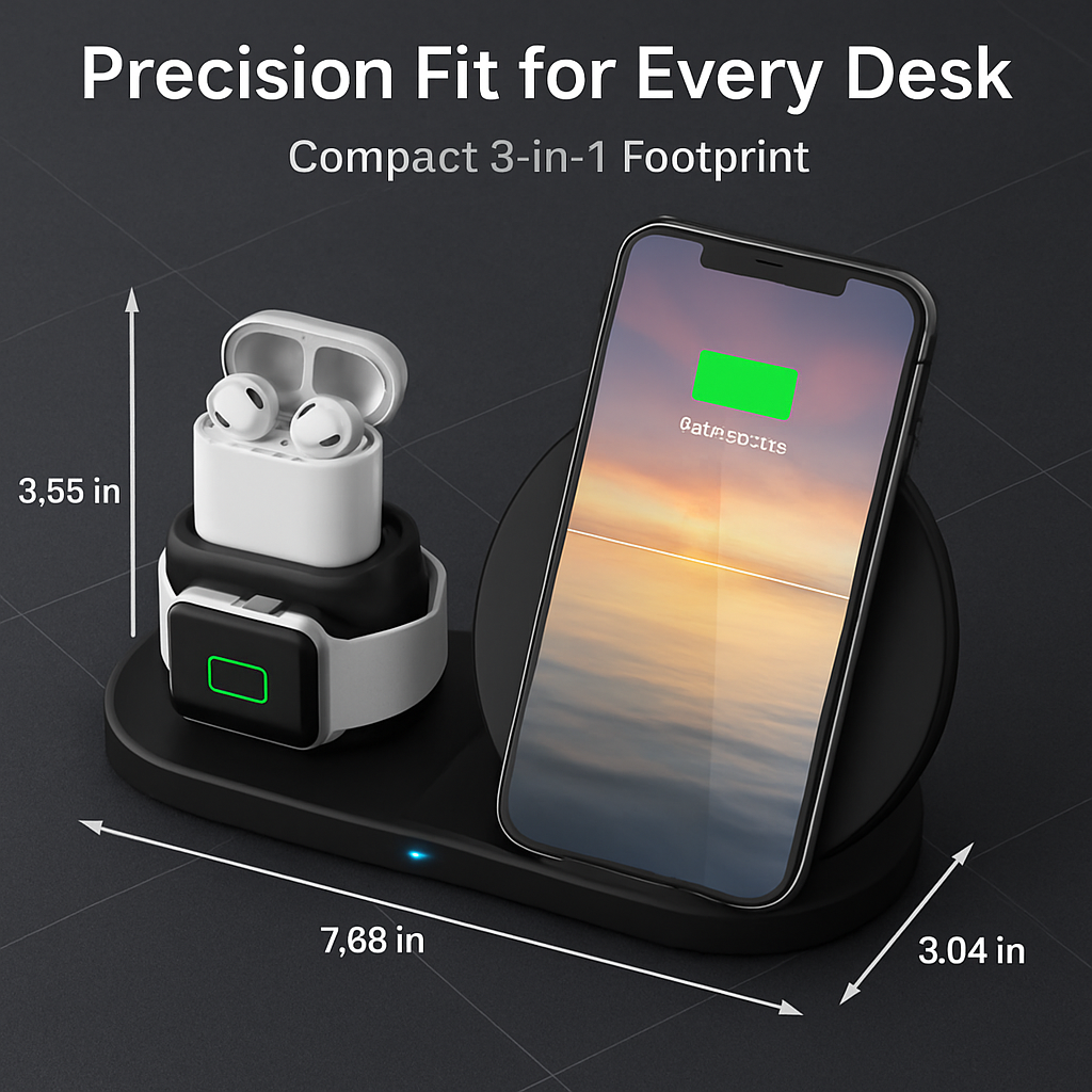 Wireless Charging Station for iPhone, Watch & Earbuds
