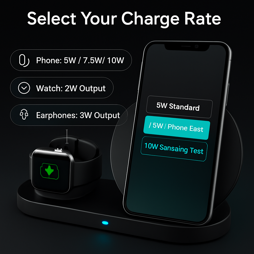 Wireless Charging Station for iPhone, Watch & Earbuds