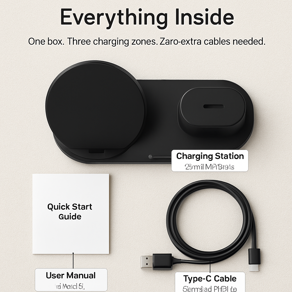 Wireless Charging Station for iPhone, Watch & Earbuds
