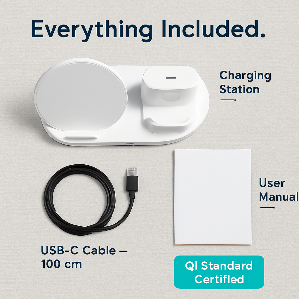Wireless Charging Station for iPhone, Watch & Earbuds