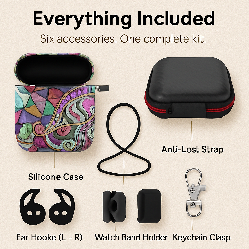 Case with Silicone Cover, Strap and Ear Hooks