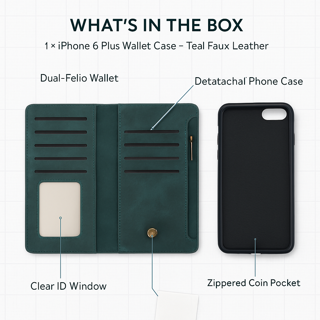 Wallet Case for iPhone 6 Plus - Slim 2-in-1 Design