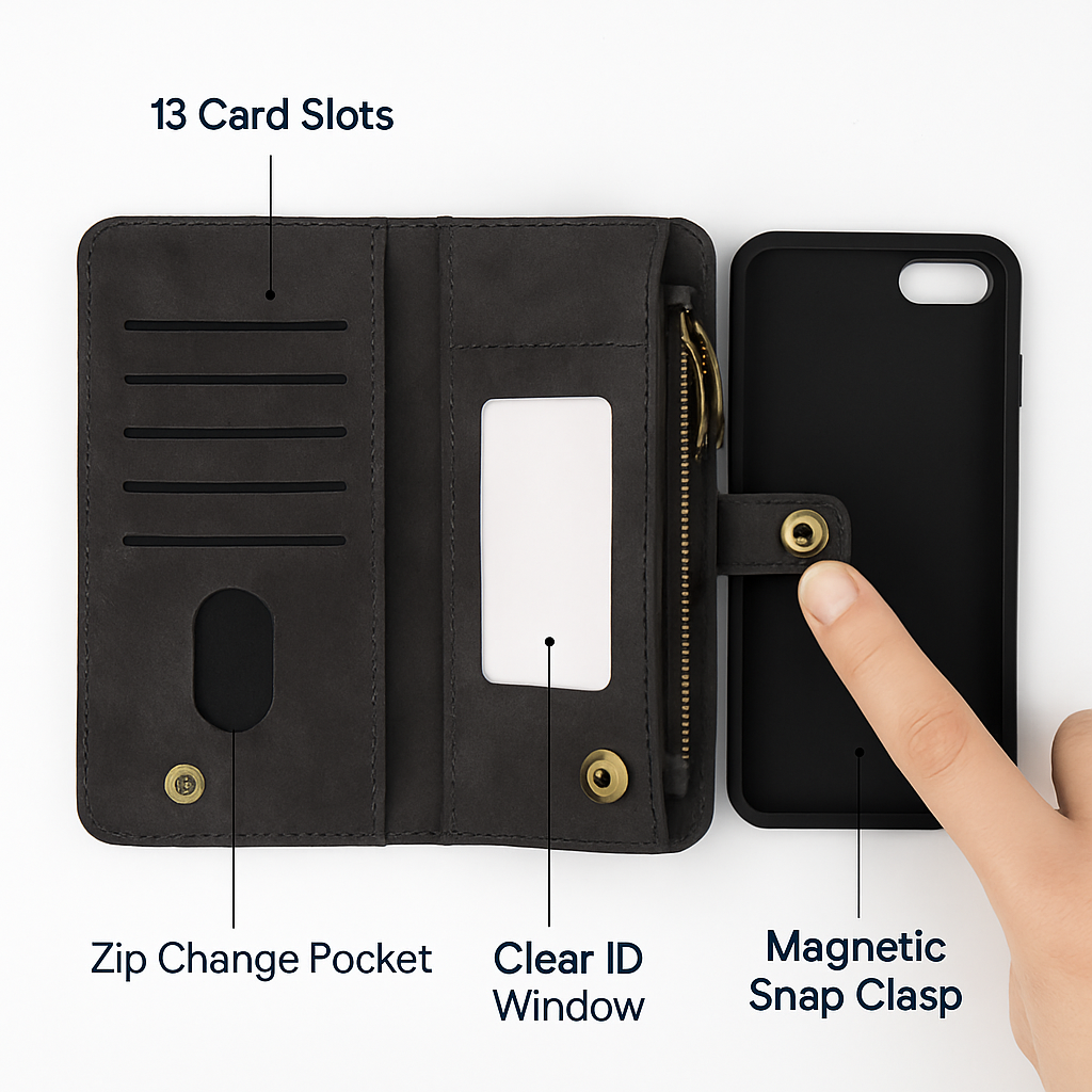iPhone 6s Plus Wallet Case with Detachable Cover