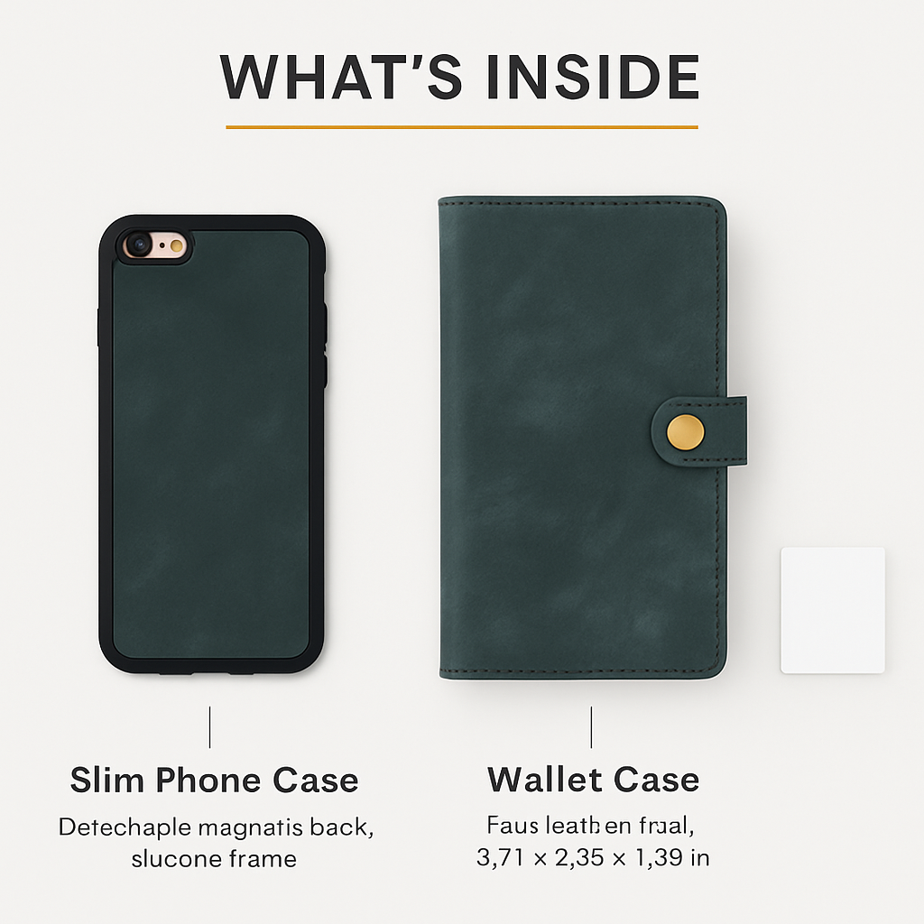 Wallet Case with Detachable Phone and Card Wallet