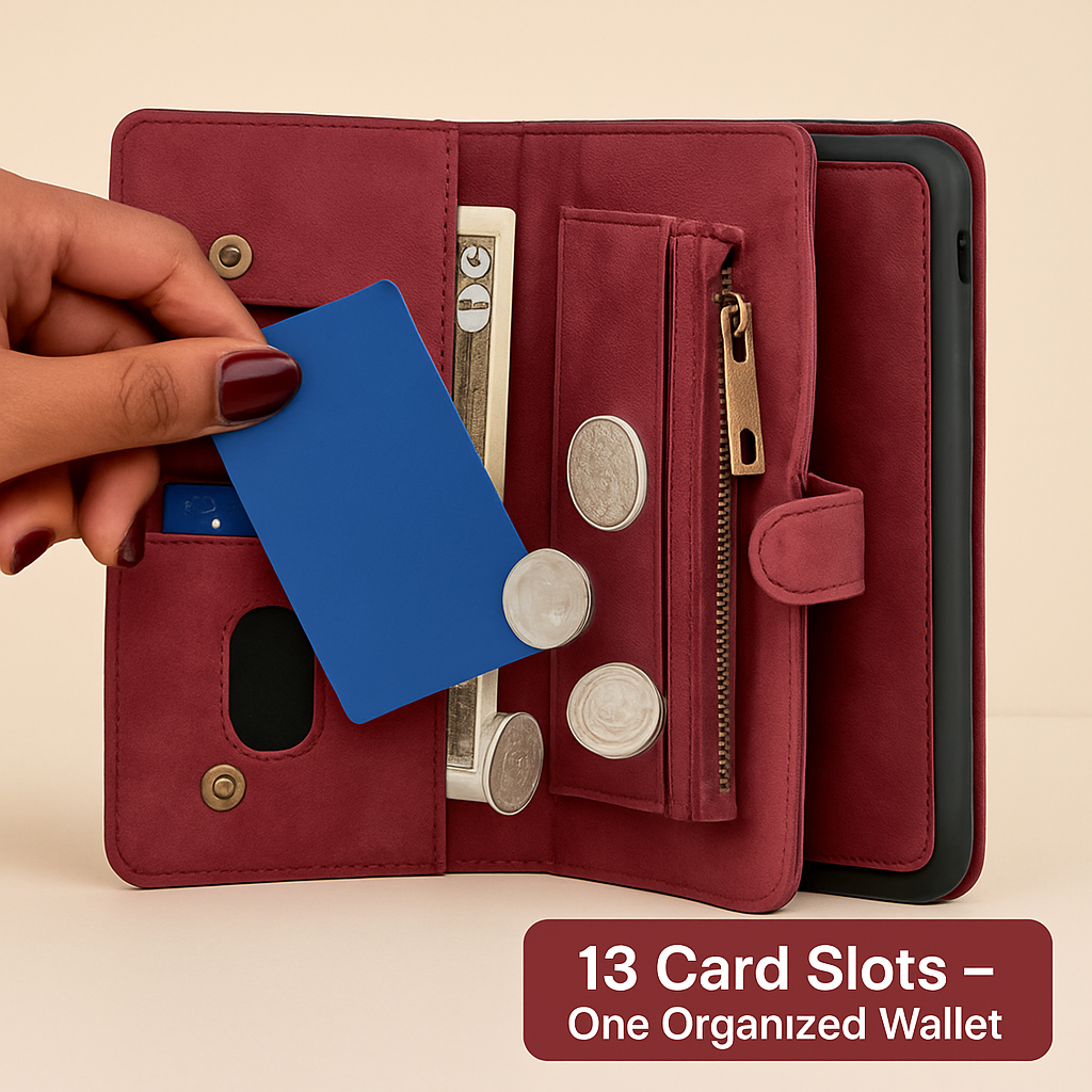 Wallet Case with Card Slot - Slim Detachable Wallet System